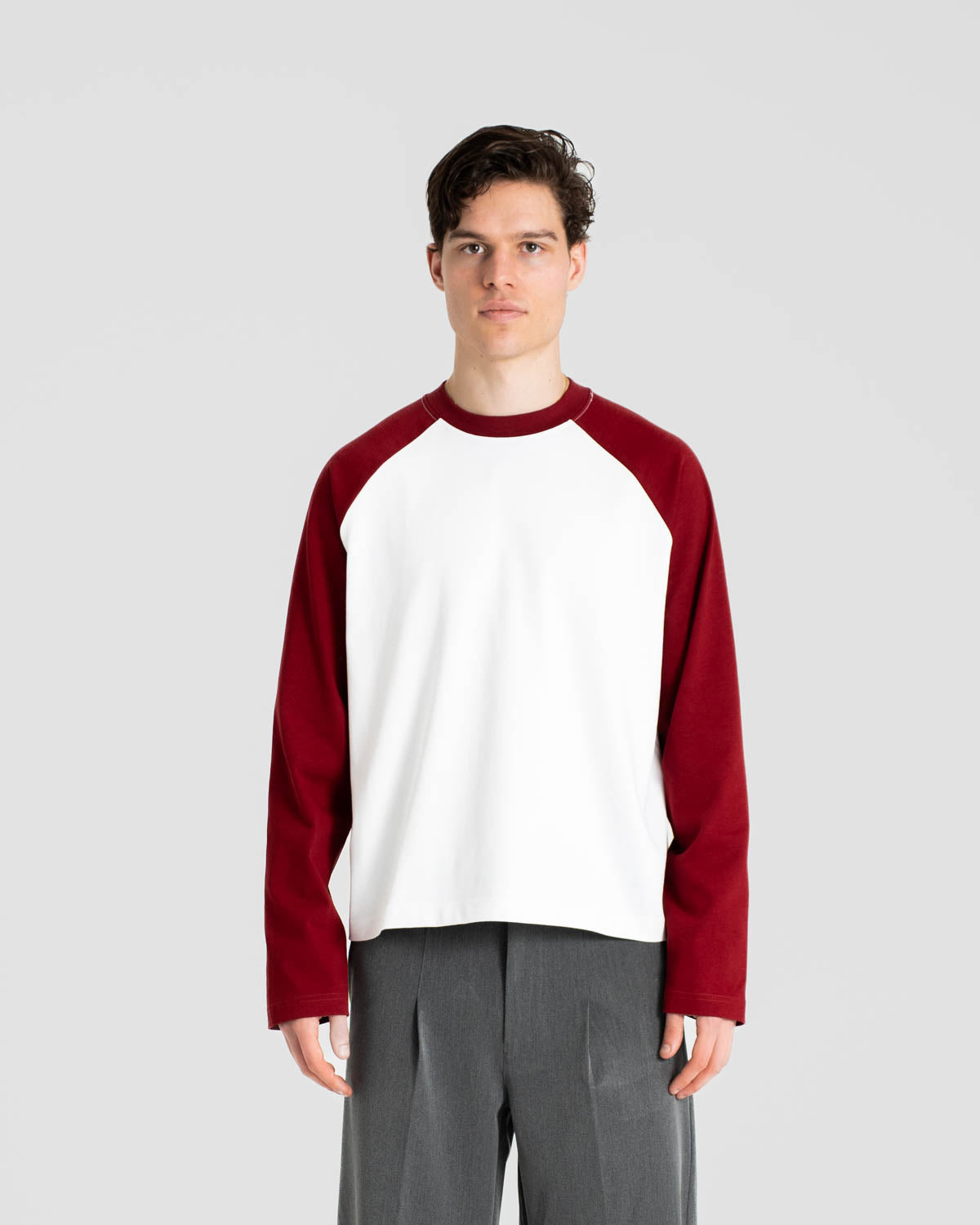 Raglan Longsleeve T-shirt White/Bordeaux